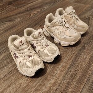New Balance Kids' White and Tan Sneakers